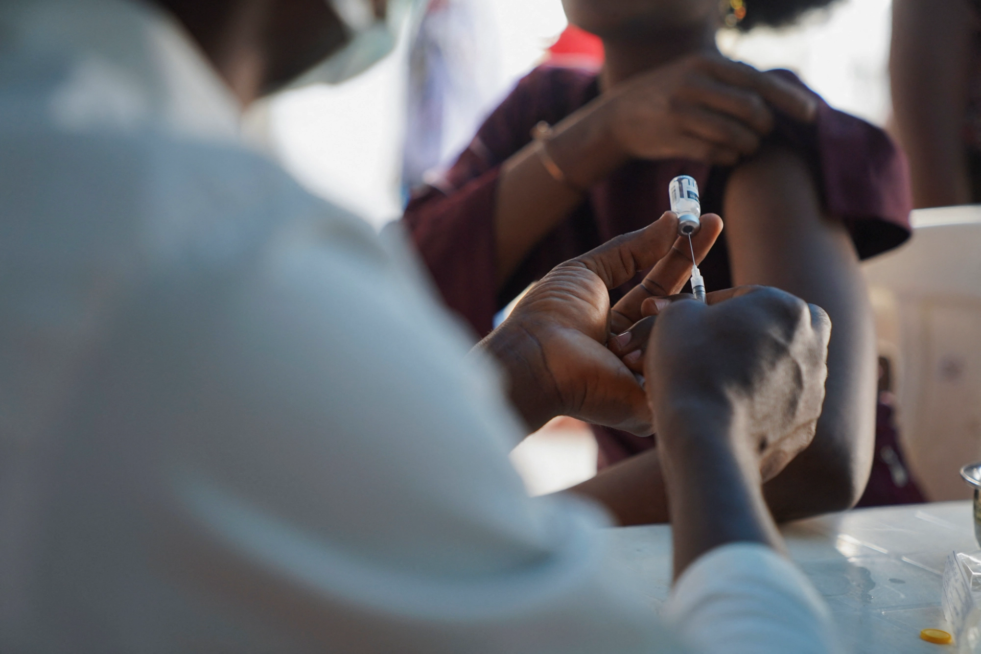 An mpox vaccine being administered in Nigeria.