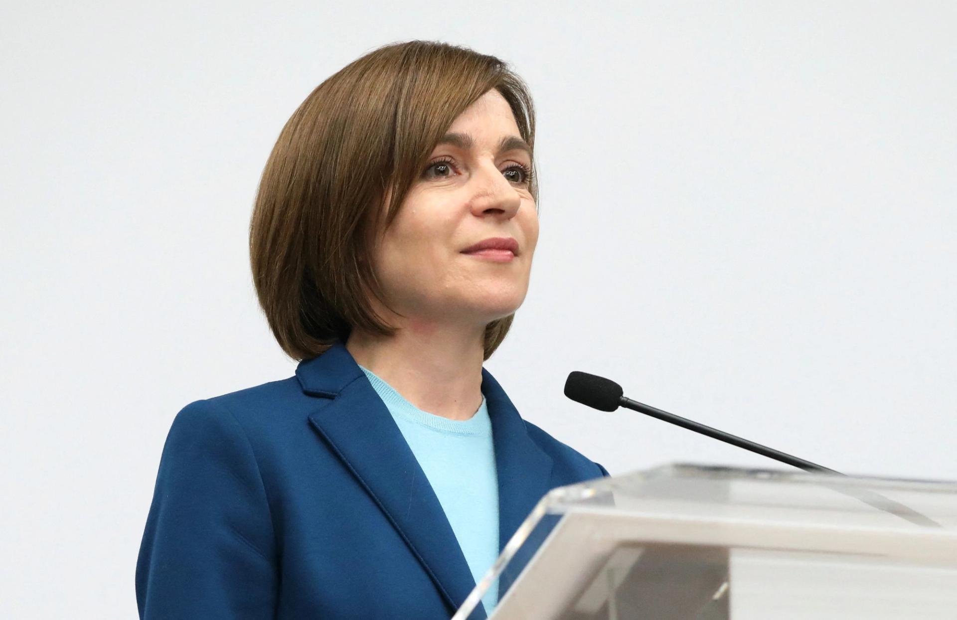 Moldova’s President Maia Sandu delivers a speech during the second round of the presidential election.