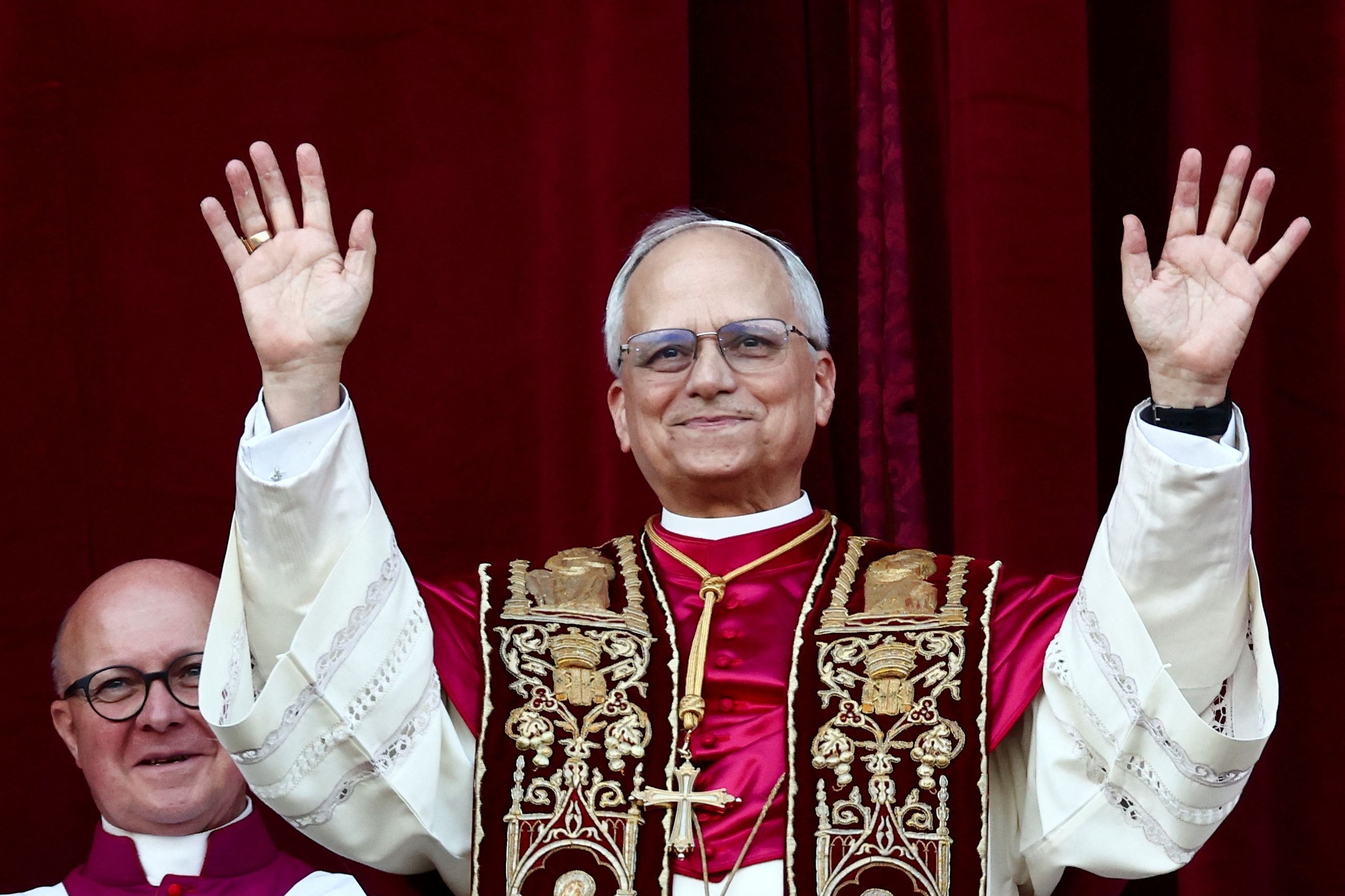 Newly elected Pope Leo XIV appears on the balcony of St. Peter’s Basilica, at the Vatican.