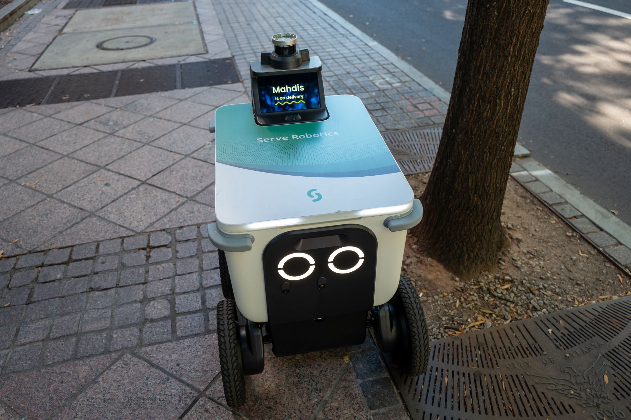 A Serve Robotics autonomous delivery robot in Atlanta. Smith Collection/Gado/Getty Images.