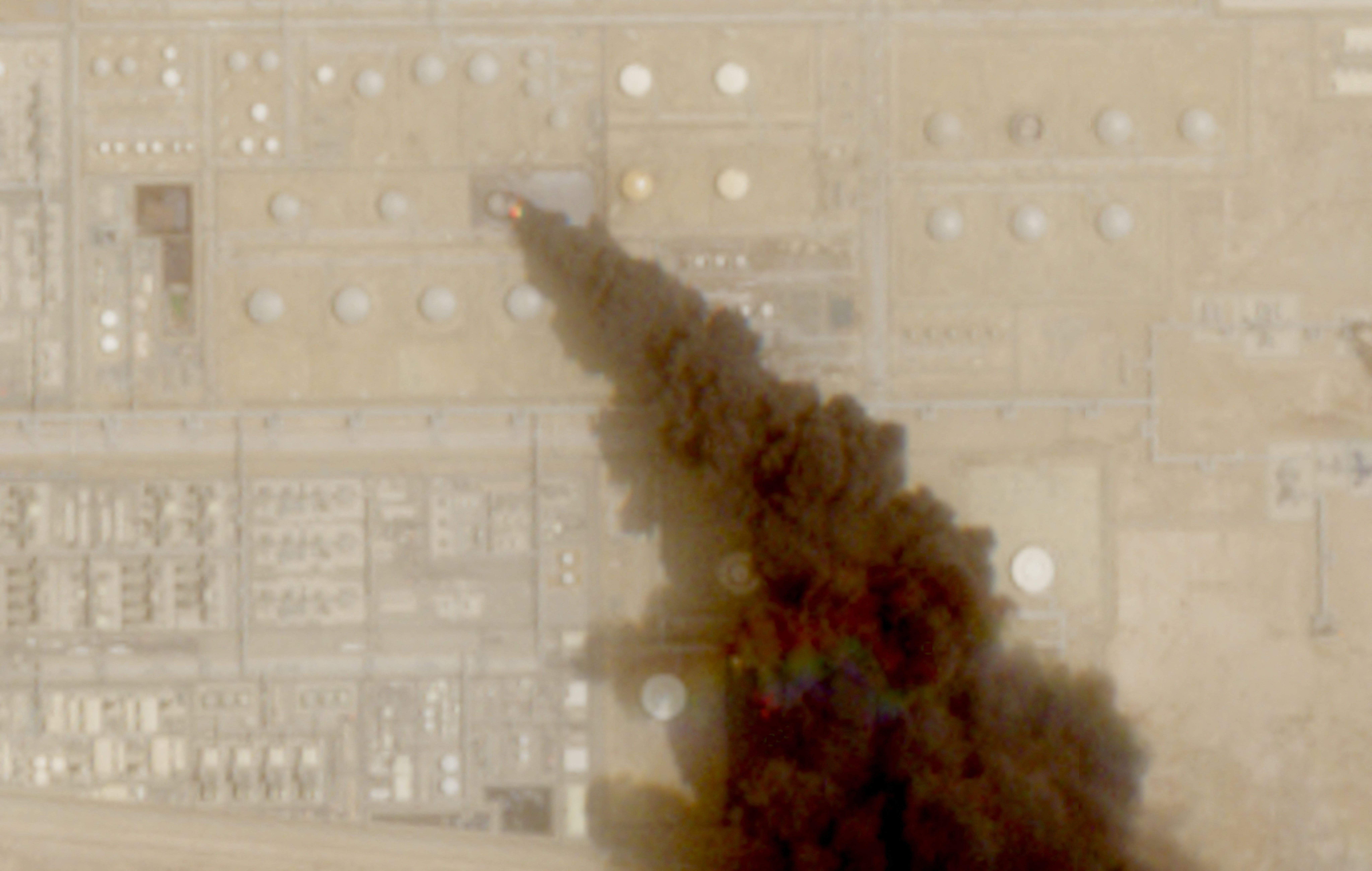 A satellite image of a Saudi oil facility. 