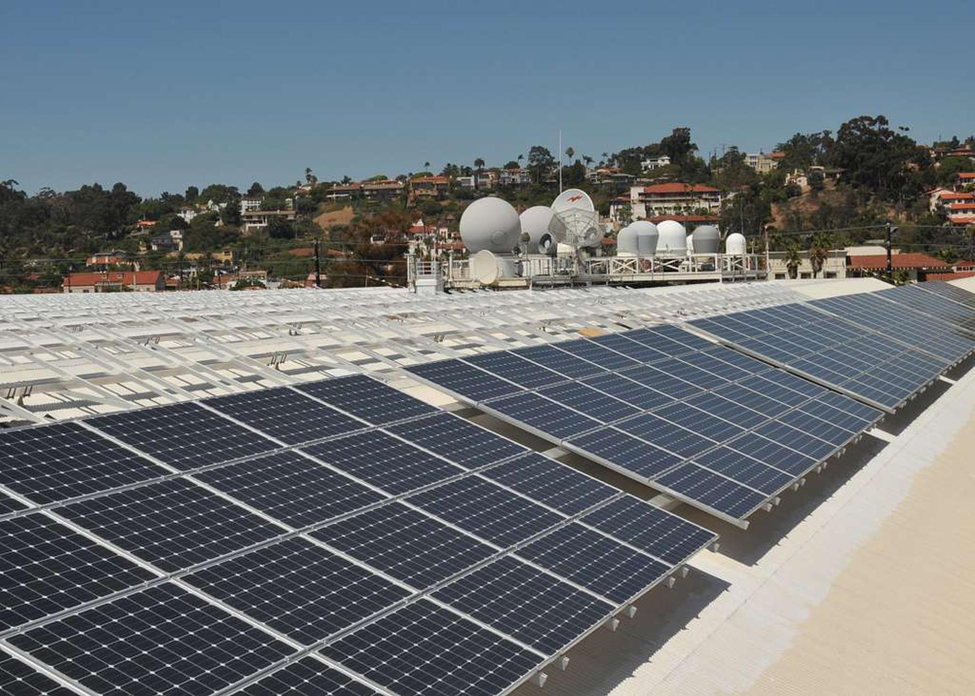 A solar panel array in San Diego, California. 