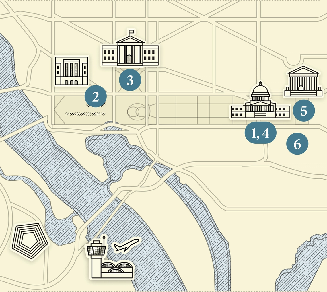 A numbered map of DC.