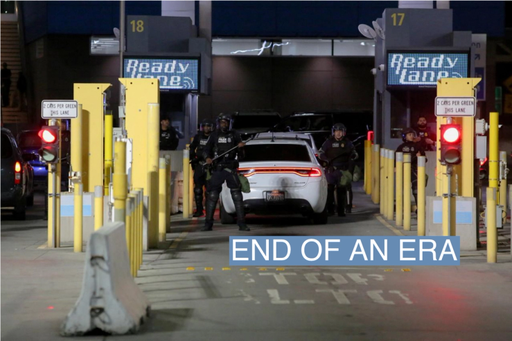 U.S. Customs and Border Protection agents take part in a drill at the San Ysidro U.S.- Mexico port of entry, as the United States prepares to lift COVID-19 era restrictions known as Title 42, that have blocked migrants at the U.S.- Mexico border from seeking asylum since 2020, as seen from Tijuana, Mexico May 10, 2023. REUTERS/Jorge Duenes