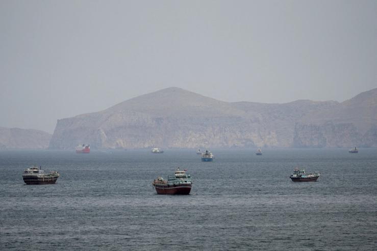 Ships and boats in the Strait of Hormuz.