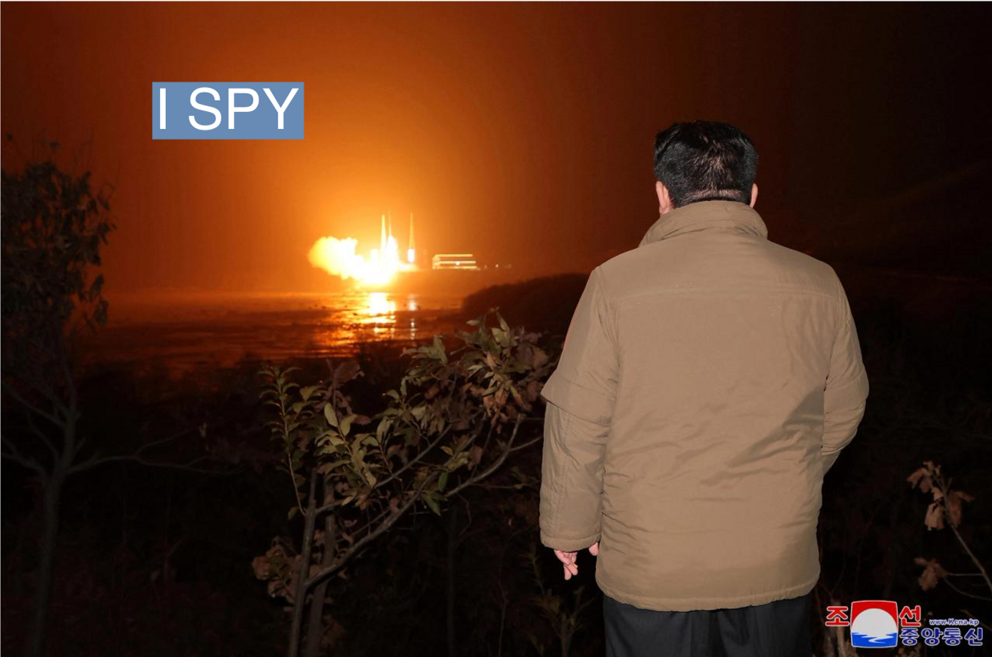 North Korean leader Kim Jong Un looks on as a rocket carrying a spy satellite Malligyong-1 is launched, as North Korean government claims, in a location given as North Gyeongsang Province, North Korea in this handout picture obtained by Reuters on November 21, 2023. KCNA via REUTERS