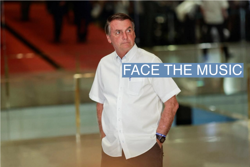 Jair Bolsonaro arrives to a news conference on October 26, 2022.