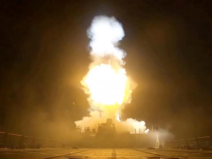 A projectile is fired during what the US Central Command said was a third round of strikes this week against Iran