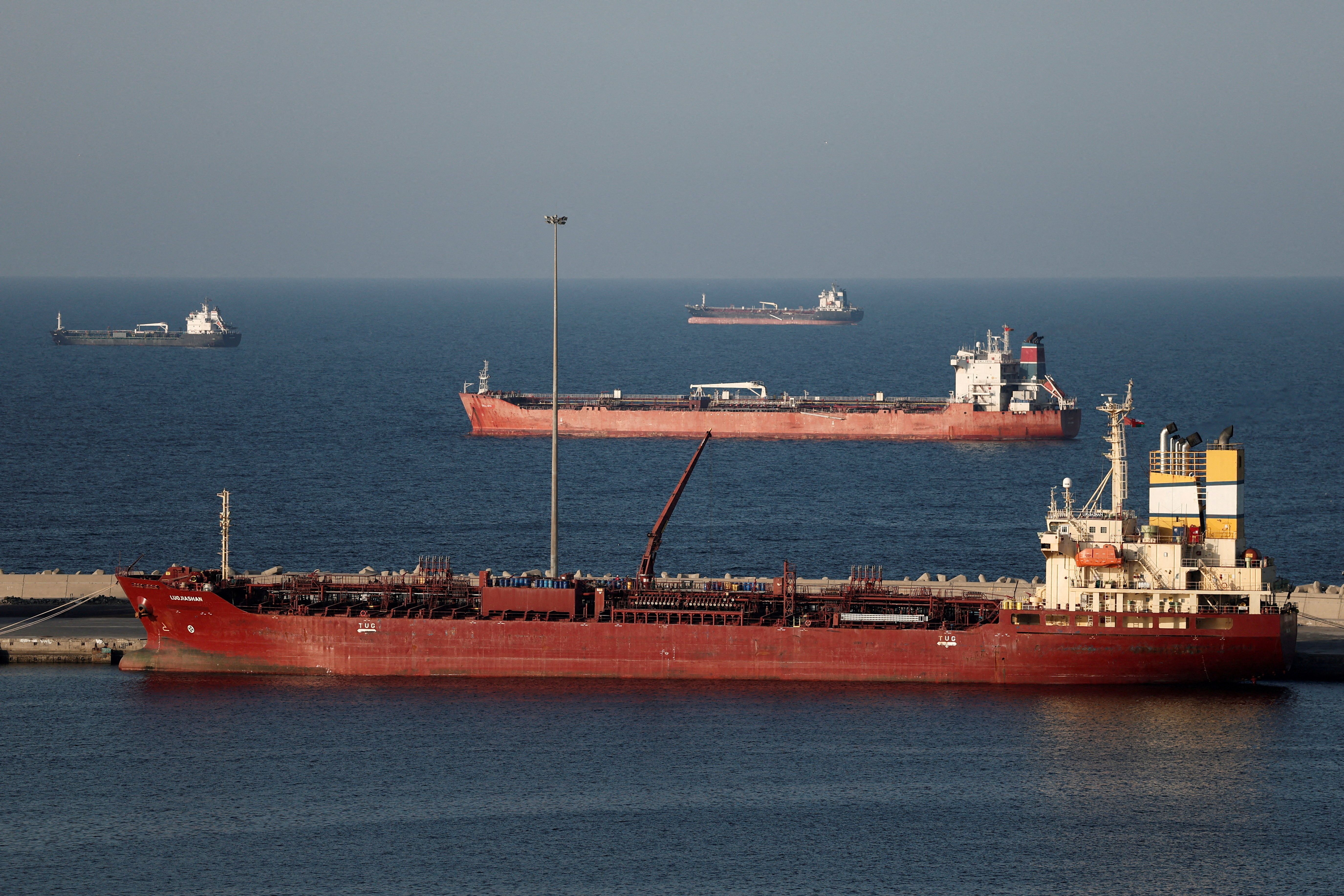 Luojiashan tanker sits anchored in Muscat as Iran closes the Strait of Hormuz