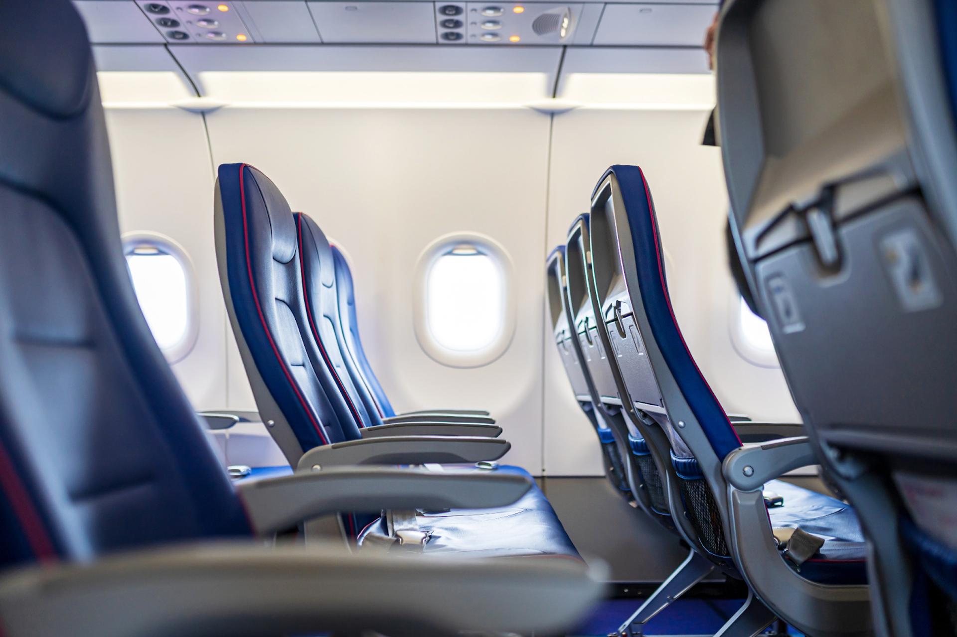 Interior of a Wizz Air plane. 
