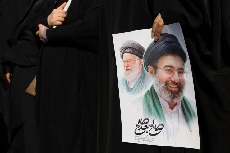 Poster showing Ayatollah Ali Khamenei and Mojtaba Khamenei