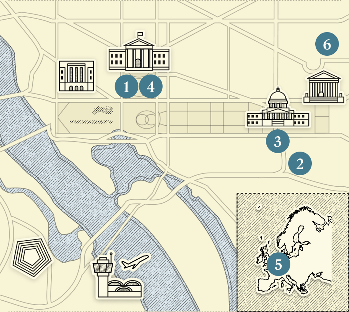 A numbered map of DC.
