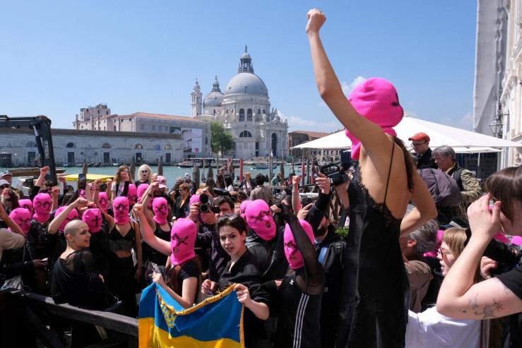 Demonstrators at Venice Biennale’s International Art Exhibition