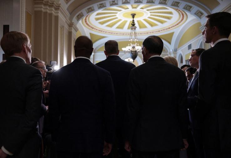 Senate Republican leaders speak to the press on Capitol Hill