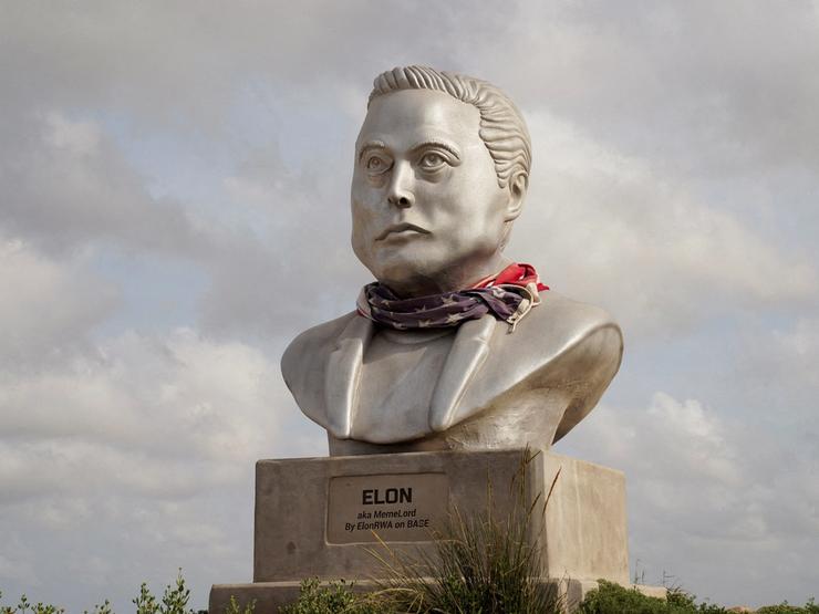 Elon Musk statue in Brownsville, Texas.