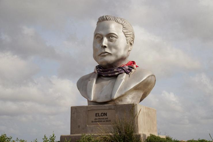 Elon Musk statue in Brownsville, Texas.