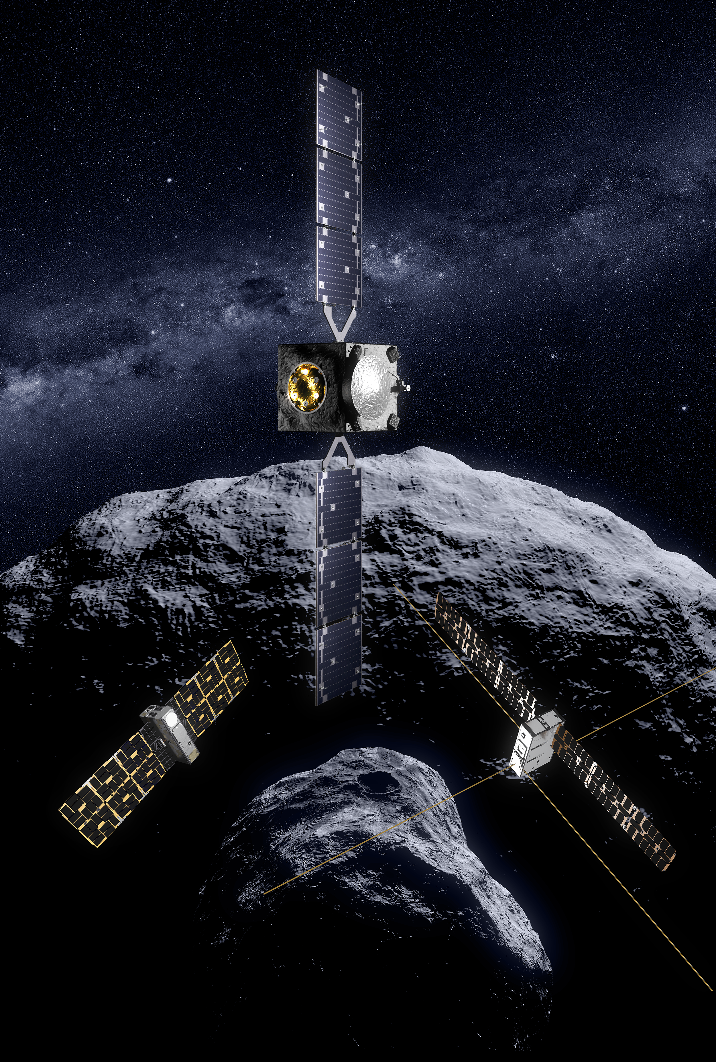 An artist’s impression of the HERA satellite at Dimorphos.