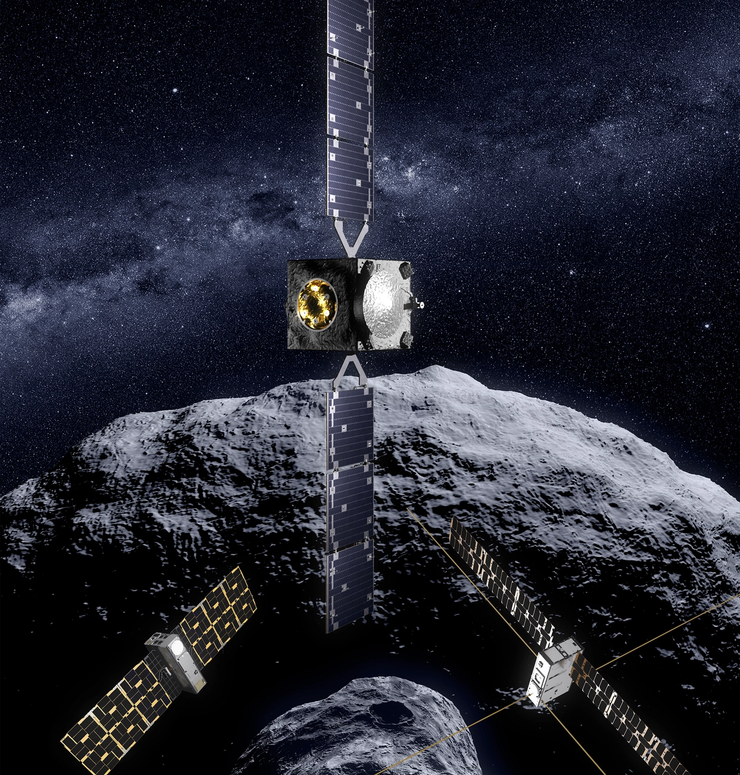 An artist’s impression of the HERA satellite at Dimorphos.