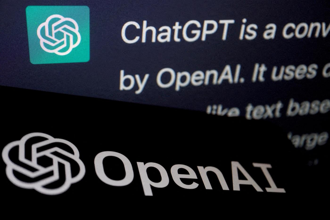 The logo of OpenAI is displayed near a response by its AI chatbot ChatGPT on its website, in this illustration picture taken February 9, 2023. REUTERS/Florence Lo/Illustration/File Photo