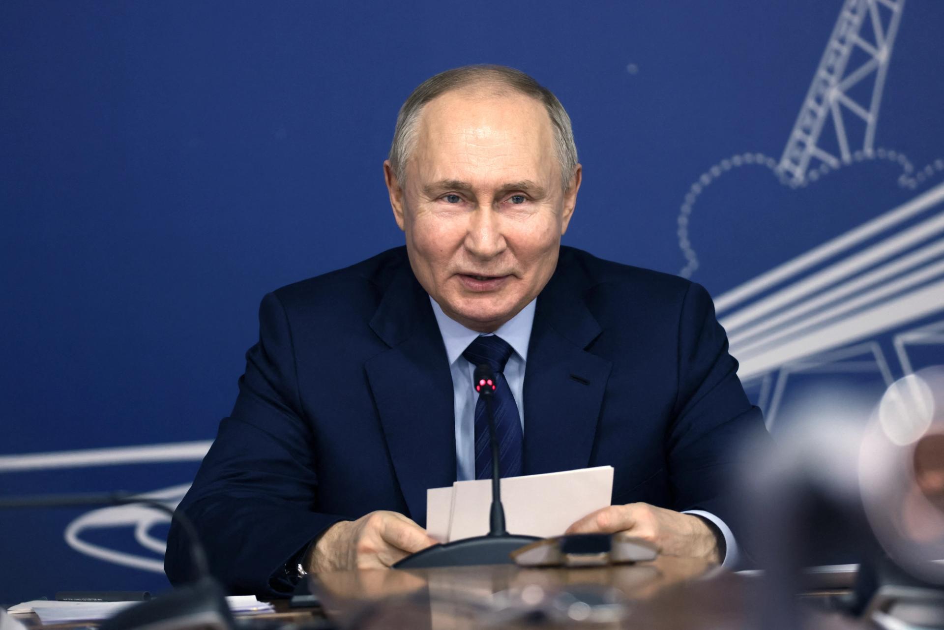 Russian President Vladimir Putin chairs a meeting in the town of Verkhnyaya Pyshma on February 15.