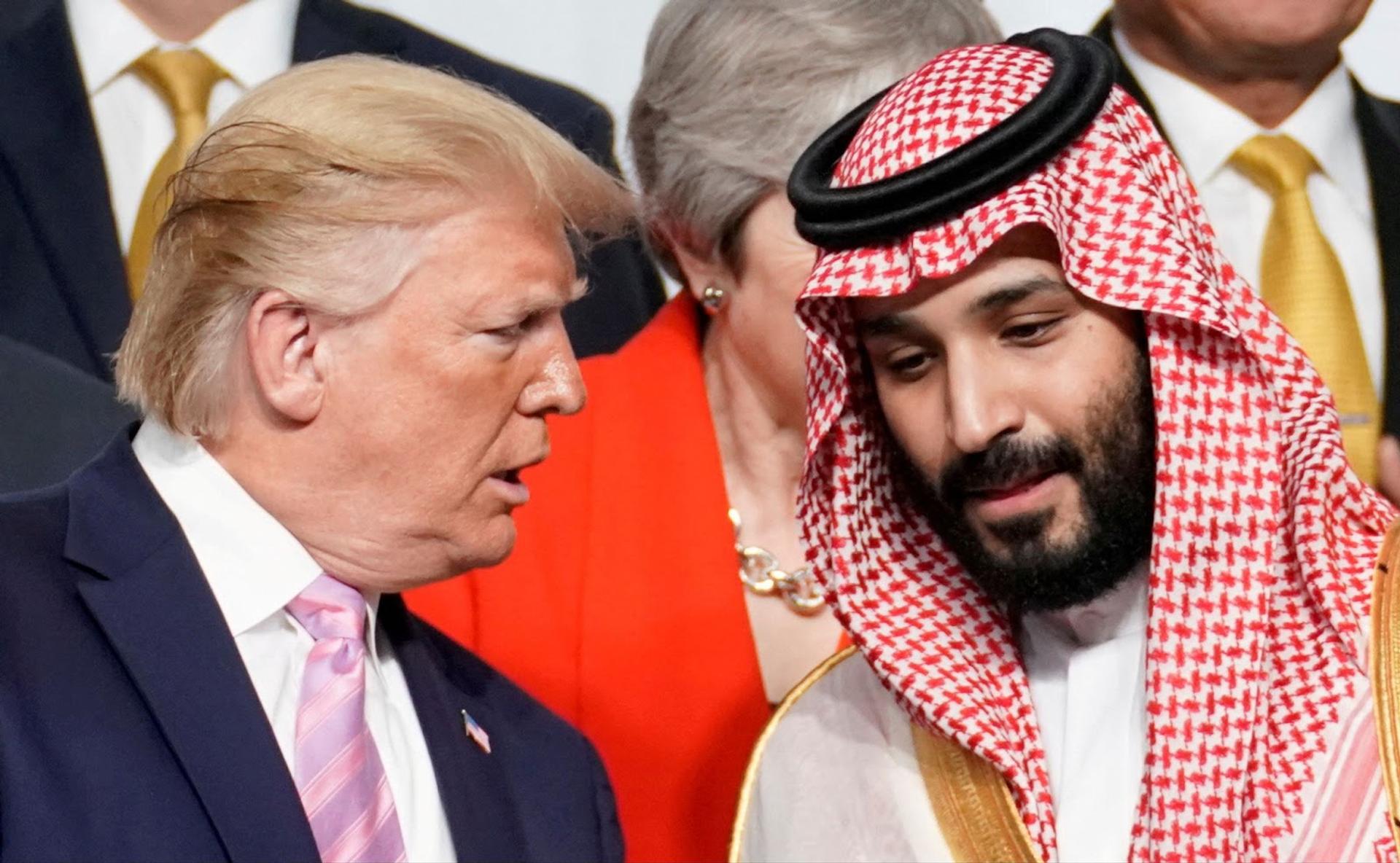 President Donald Trump speaks with Saudi Arabia’s Crown Prince Mohammed bin Salman at a G20 summit in Japan, June 28, 2019