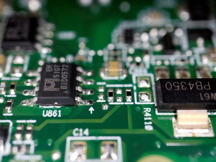 Semiconductor chips on a printed circuit board