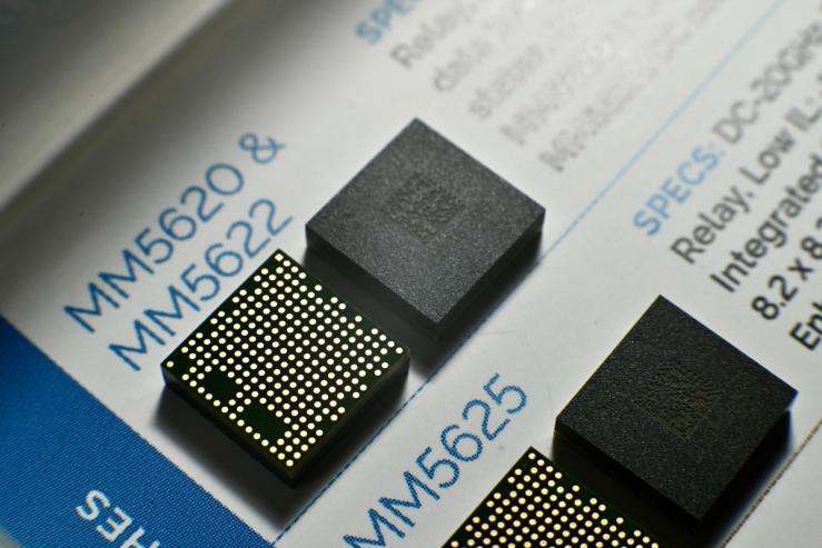 A switching chip, manufactured by Menlo Micro, an Irvine, California-based company, and used by Nvidia to test and validate its AI chips.