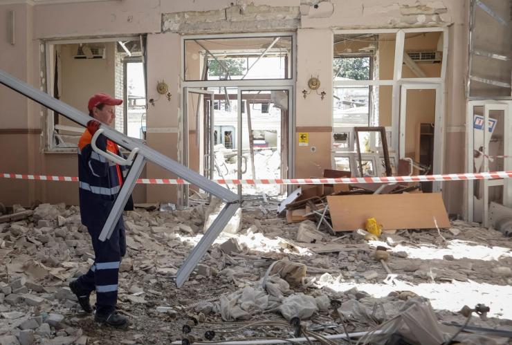 The aftermath of a strike on Ukraine.