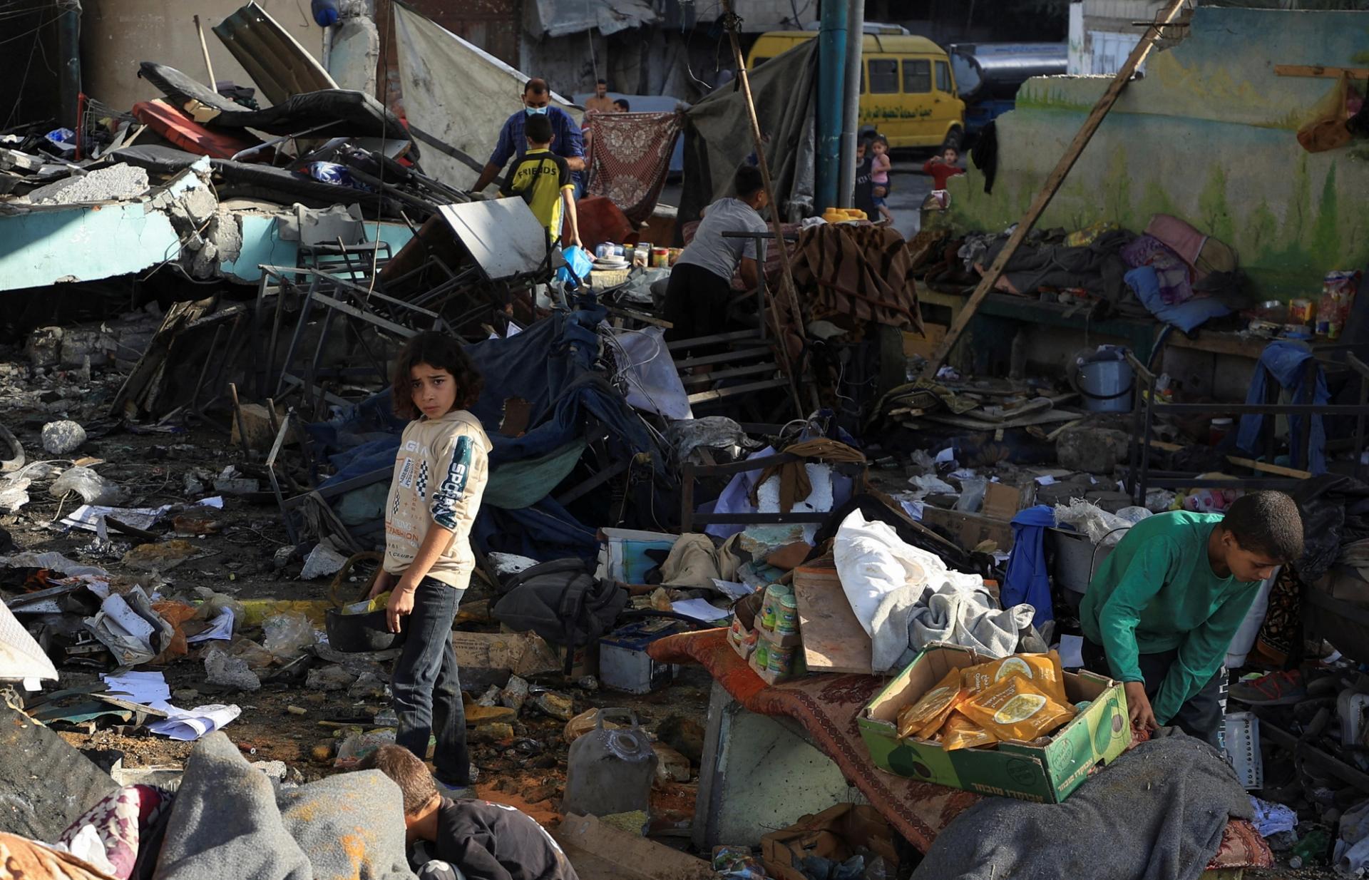 The aftermath of a strike on Gaza. 