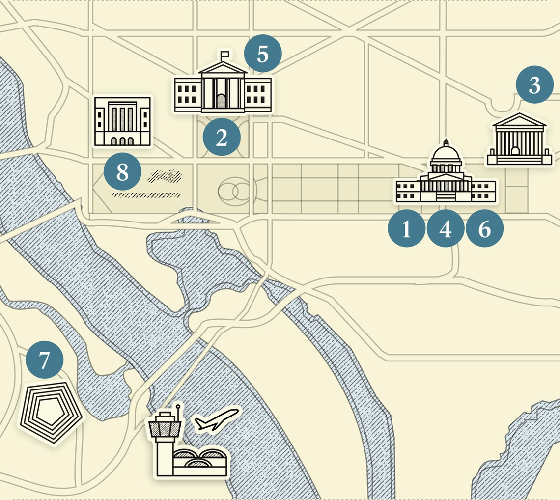 A numbered map of DC.