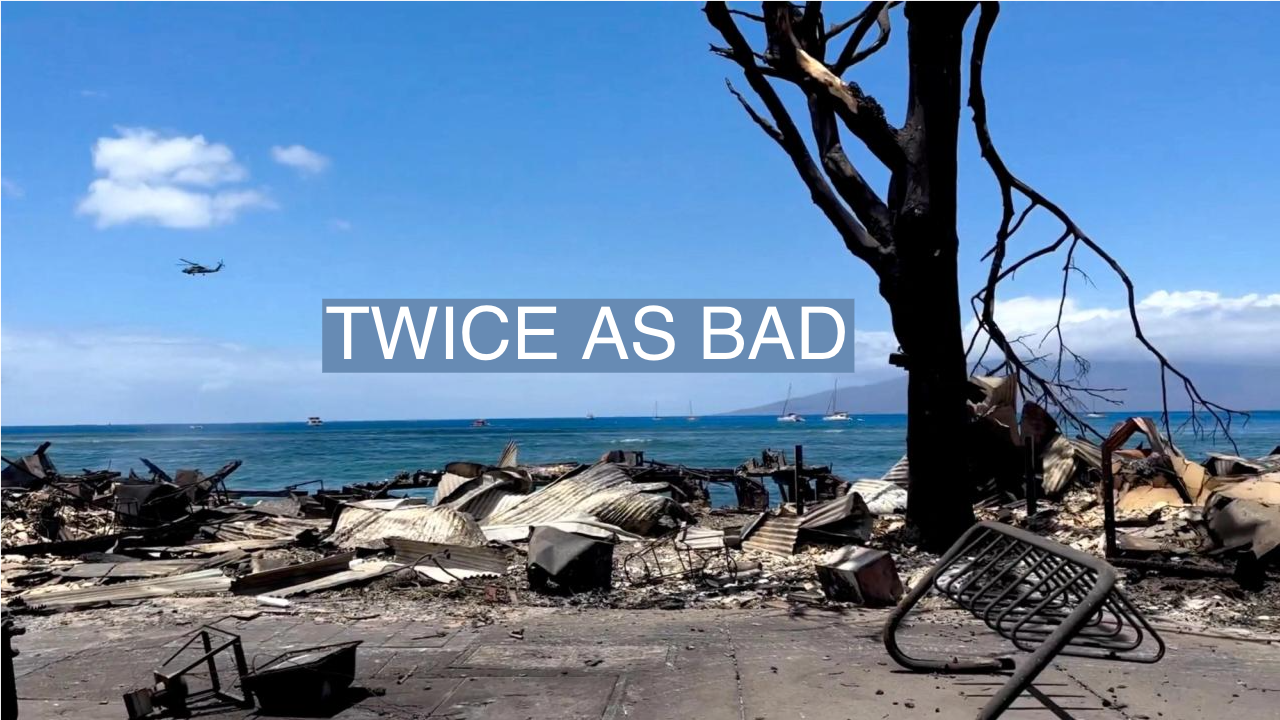 A view of damage cause by wildfires in Lahaina, Maui, Hawaii, U.S. August 10, 2023, in this screen grab obtained from a social media video. Senator Brian Schatz via Instagram/via REUTERS
