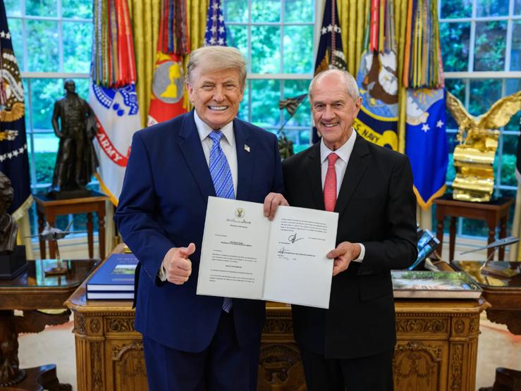 Roelf Meyer with US President Donald Trump, May 21, 2026