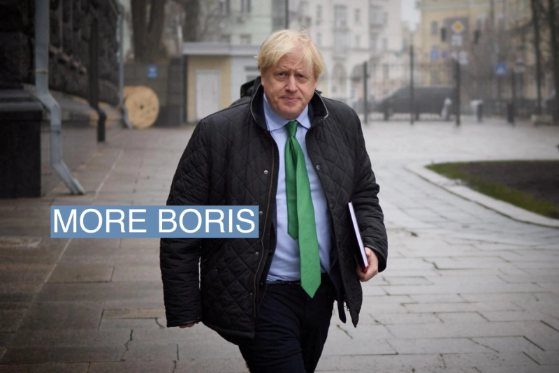 Former British Prime Minister Boris Johnson arrives for a meeting with Ukraine's President Volodymyr Zelenskiy, amid Russia's attack on Ukraine, in Kyiv, Ukraine January 22, 2023