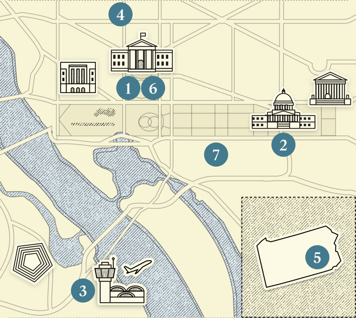 A numbered map of DC.