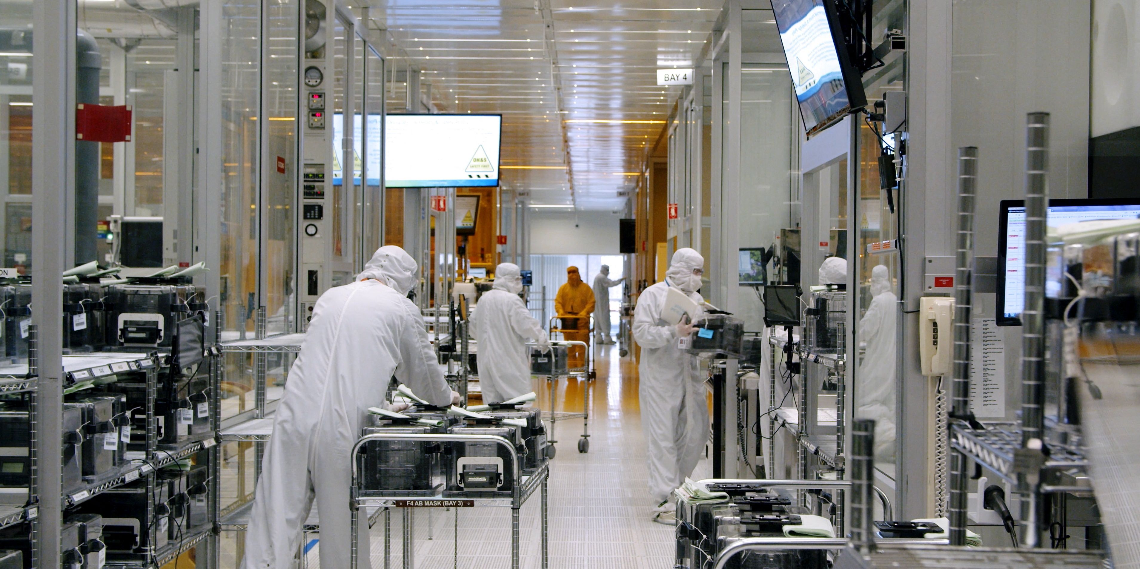 The clean room in SkyWater Technology where chips are made. 