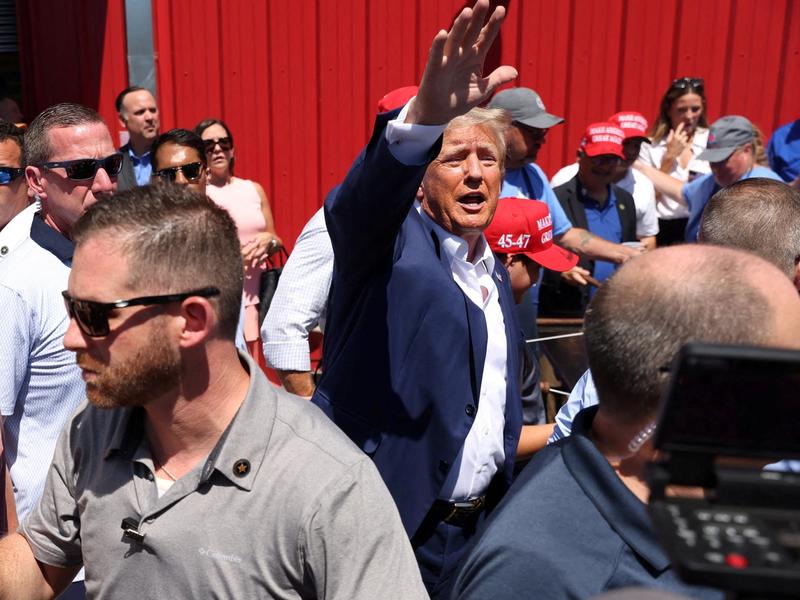 Donald Trump campaigns at the Iowa State Fair.