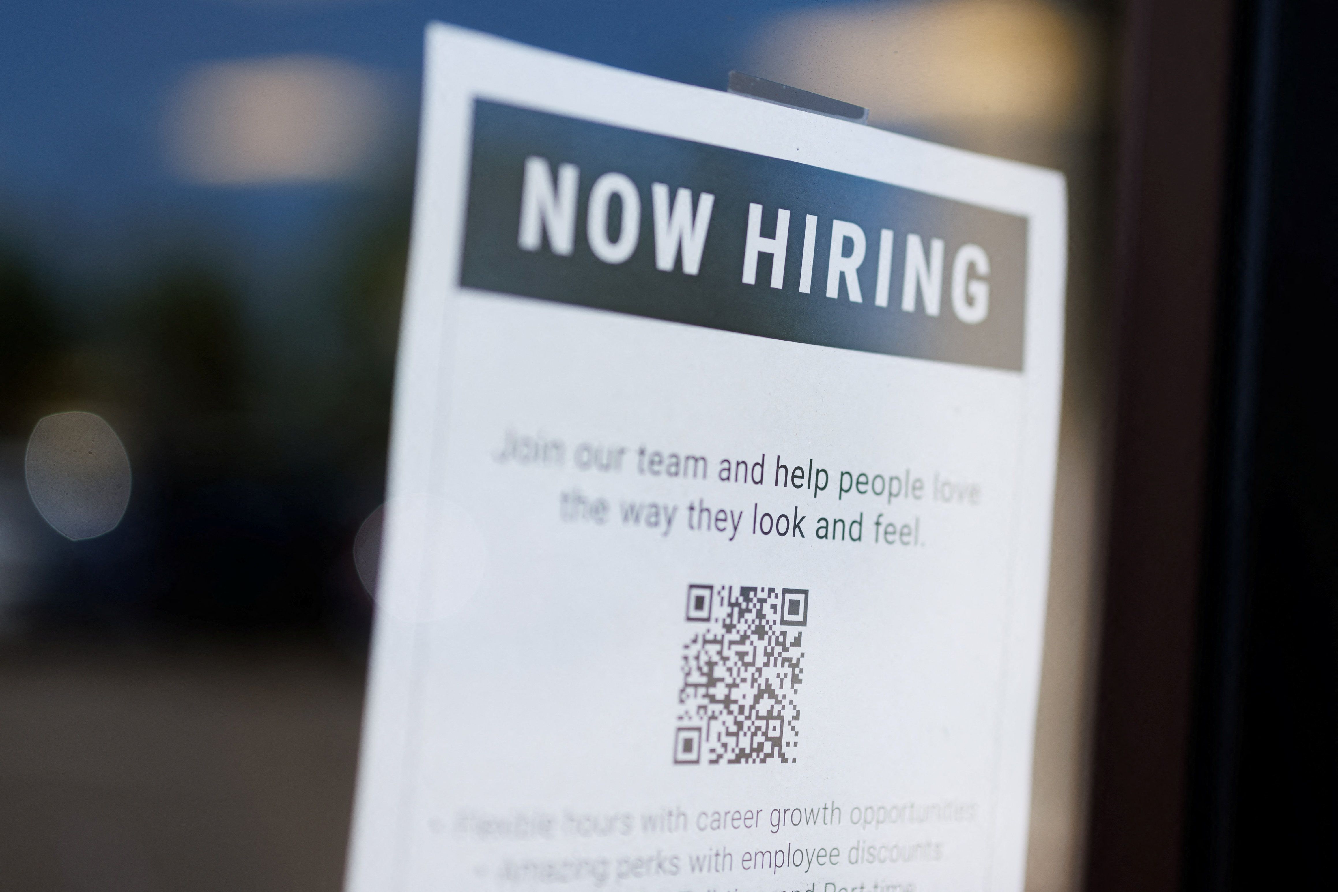 A ‘now hiring’ sign