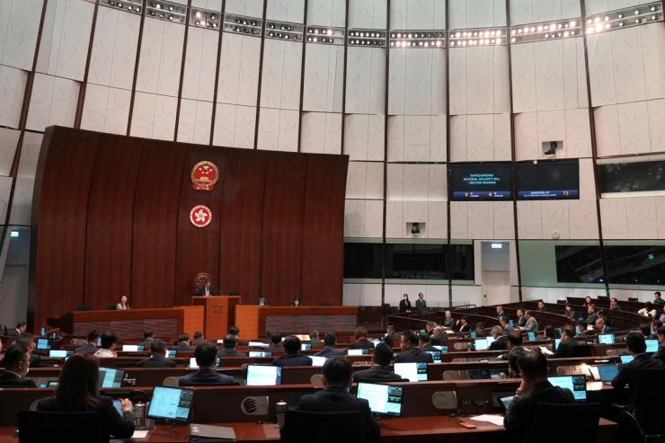 A general view of lawmakers attending the second reading of the Safeguarding National Security Bill, also referred to as Basic Law Article 23, at Hong Kong’s Legislative Council, in Hong Kong, China March 19, 2024. REUTERS/Joyce Zhou