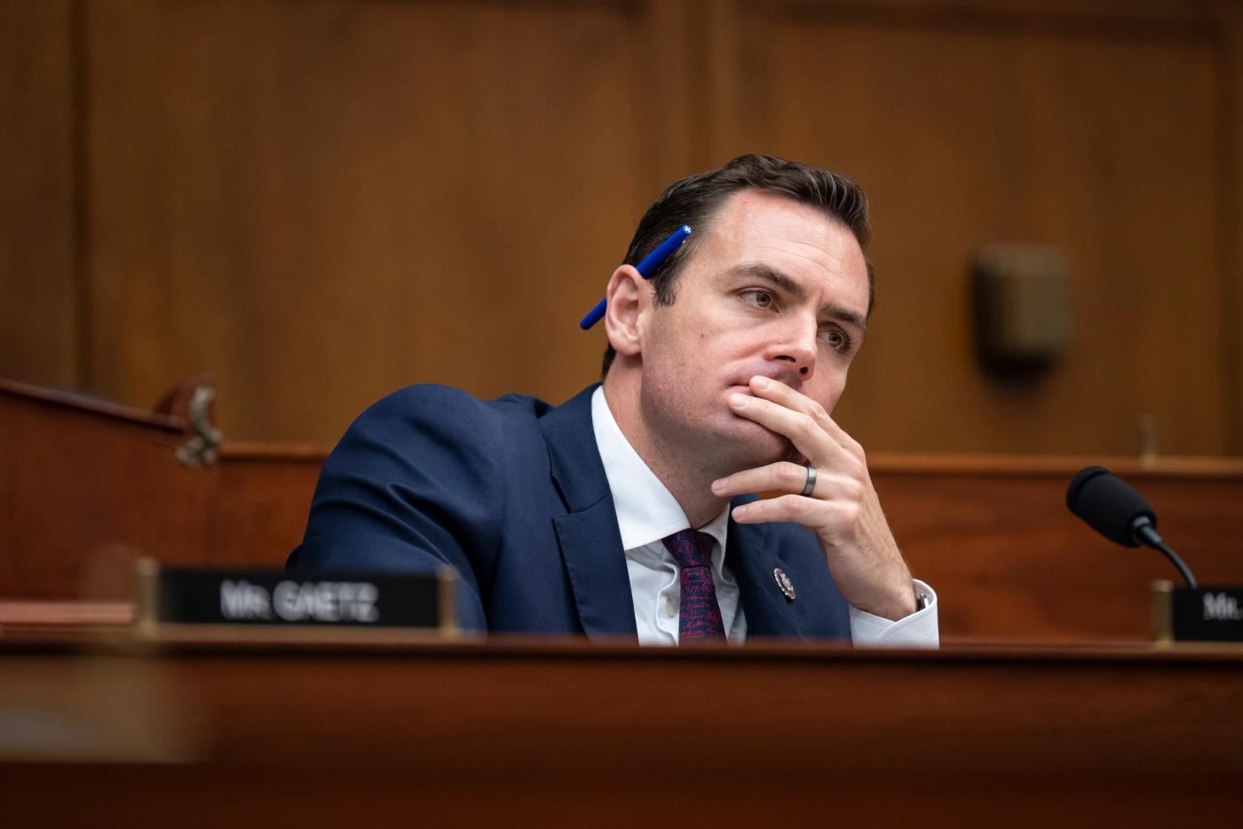 Rep. Mike Gallagher, R-Wis., the chairman of the House select committee on China, listens during a congressional hearing