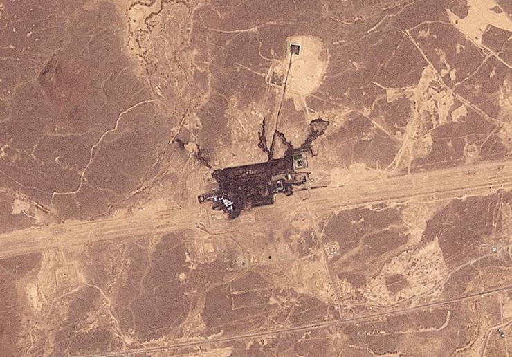 Aerial photo of damage to the East-West pipeline