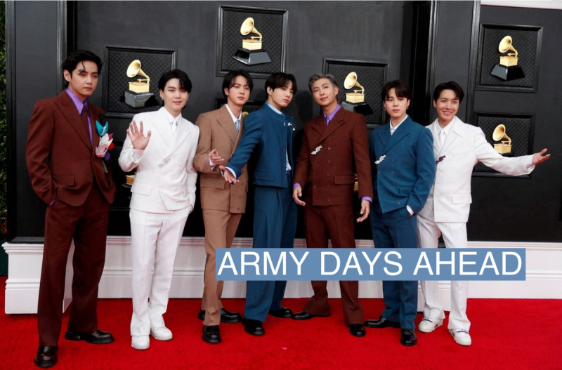 BTS pose on the red carpet as they attend the 64th Annual Grammy Awards at the MGM Grand Garden Arena in Las Vegas, Nevada, U.S., April 3, 2022.