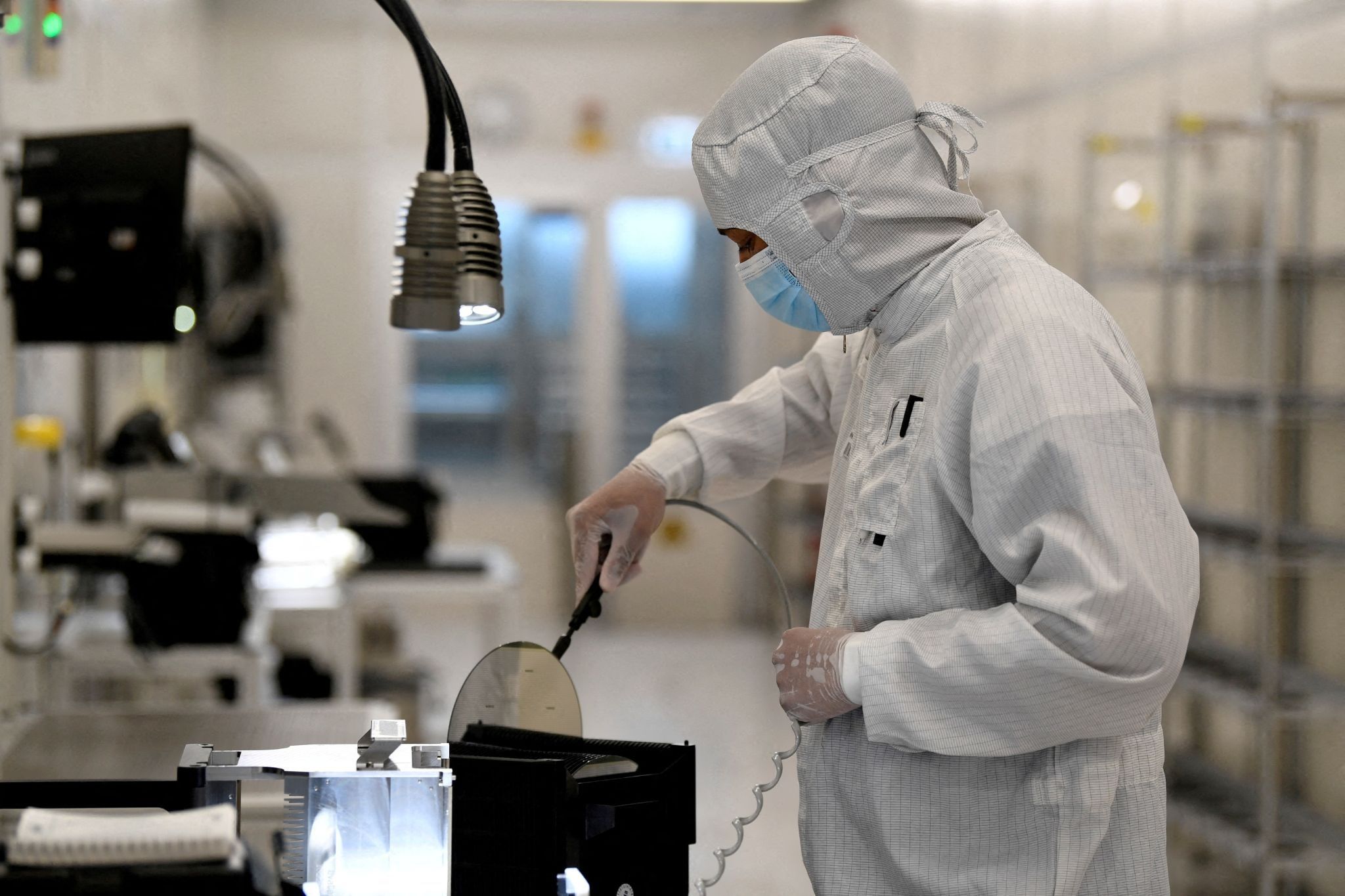 A Nexperia worker at a chip fab