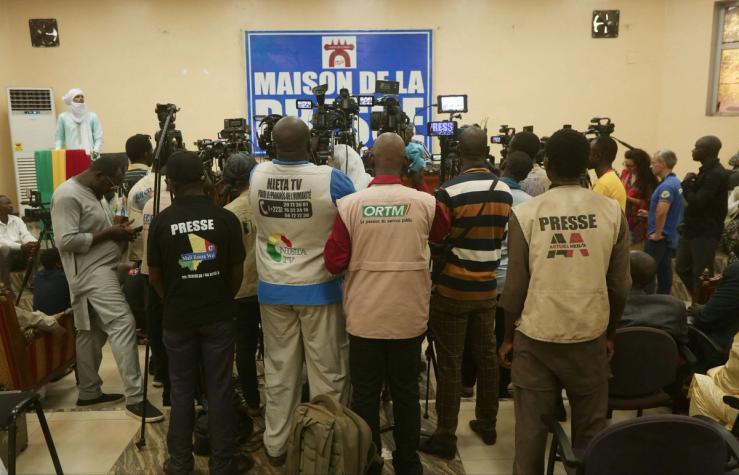 Journalists at a press conference in Mali.