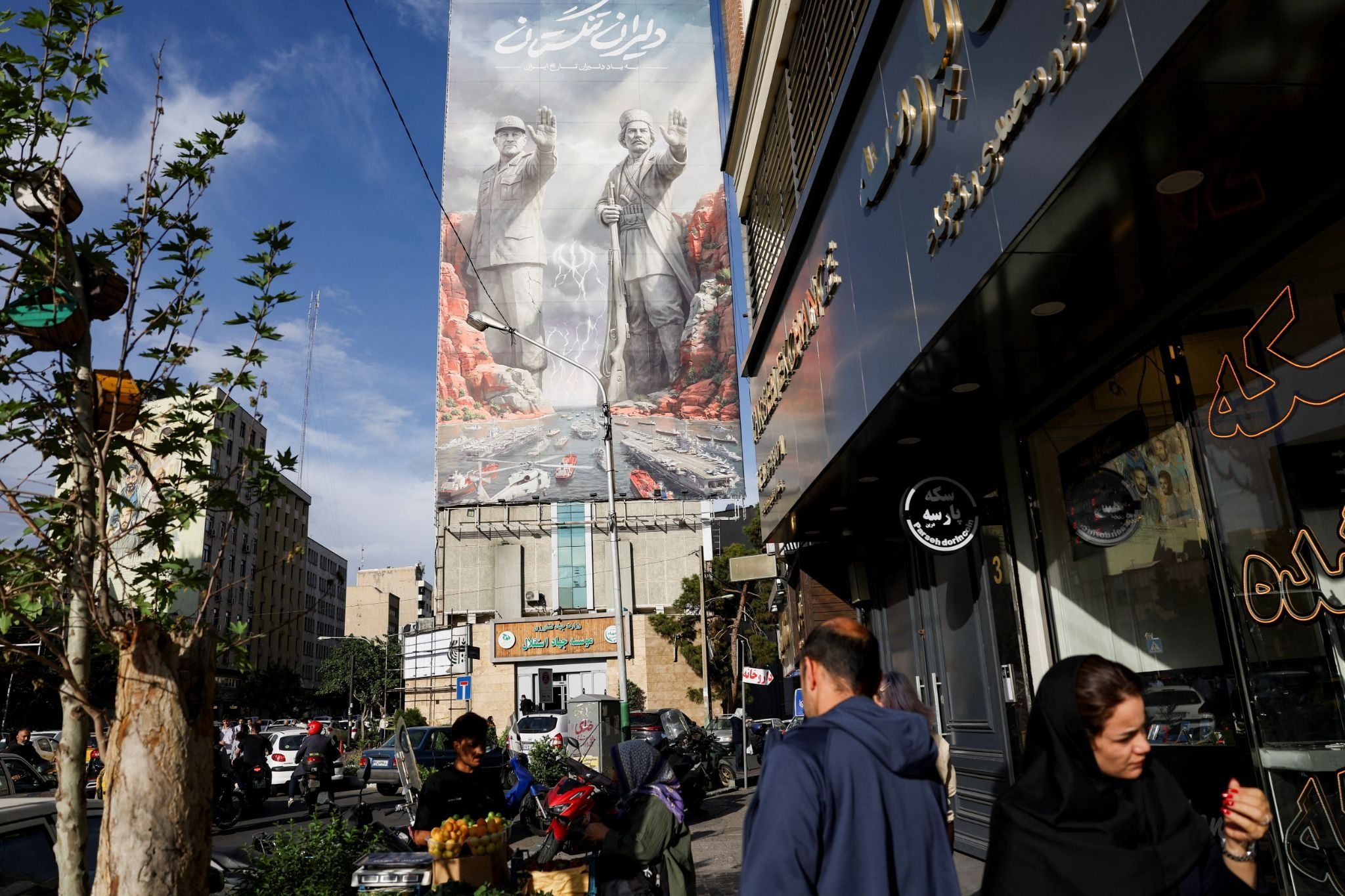 A billboard in Tehran depicting the Strait of Hormuz. 