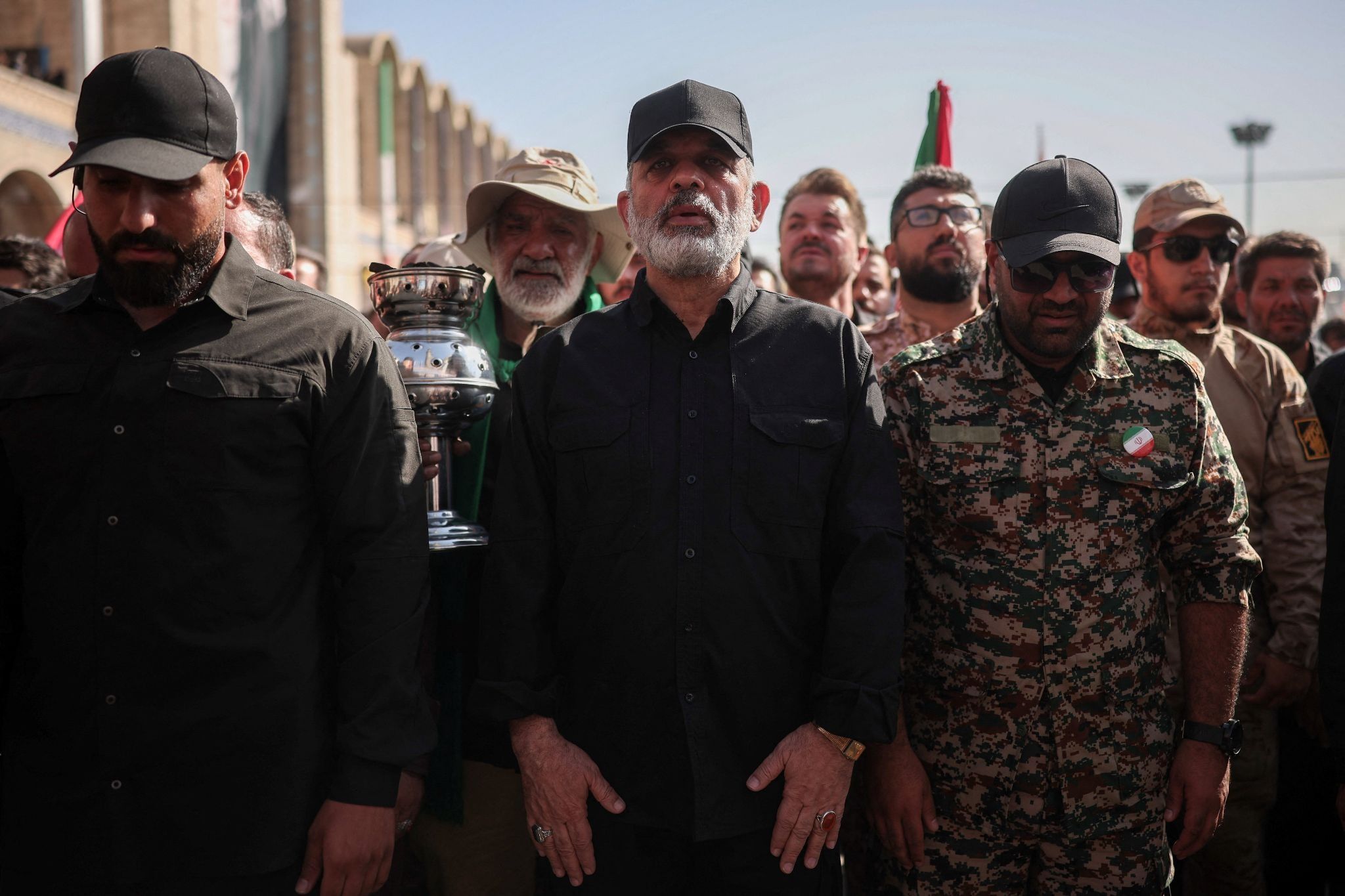 Islamic Revolutionary Guard Corps (IRGC) Commander-in-Chief Ahmad Vahidi at a public ceremony to pay respects to late Supreme Leader Ayatollah Ali Khamenei, who was killed on Feb. 28 in Israeli and US airstrikes, at the Imam Khomeini Grand Mosalla, in Tehran, Iran, July 5, 2026.