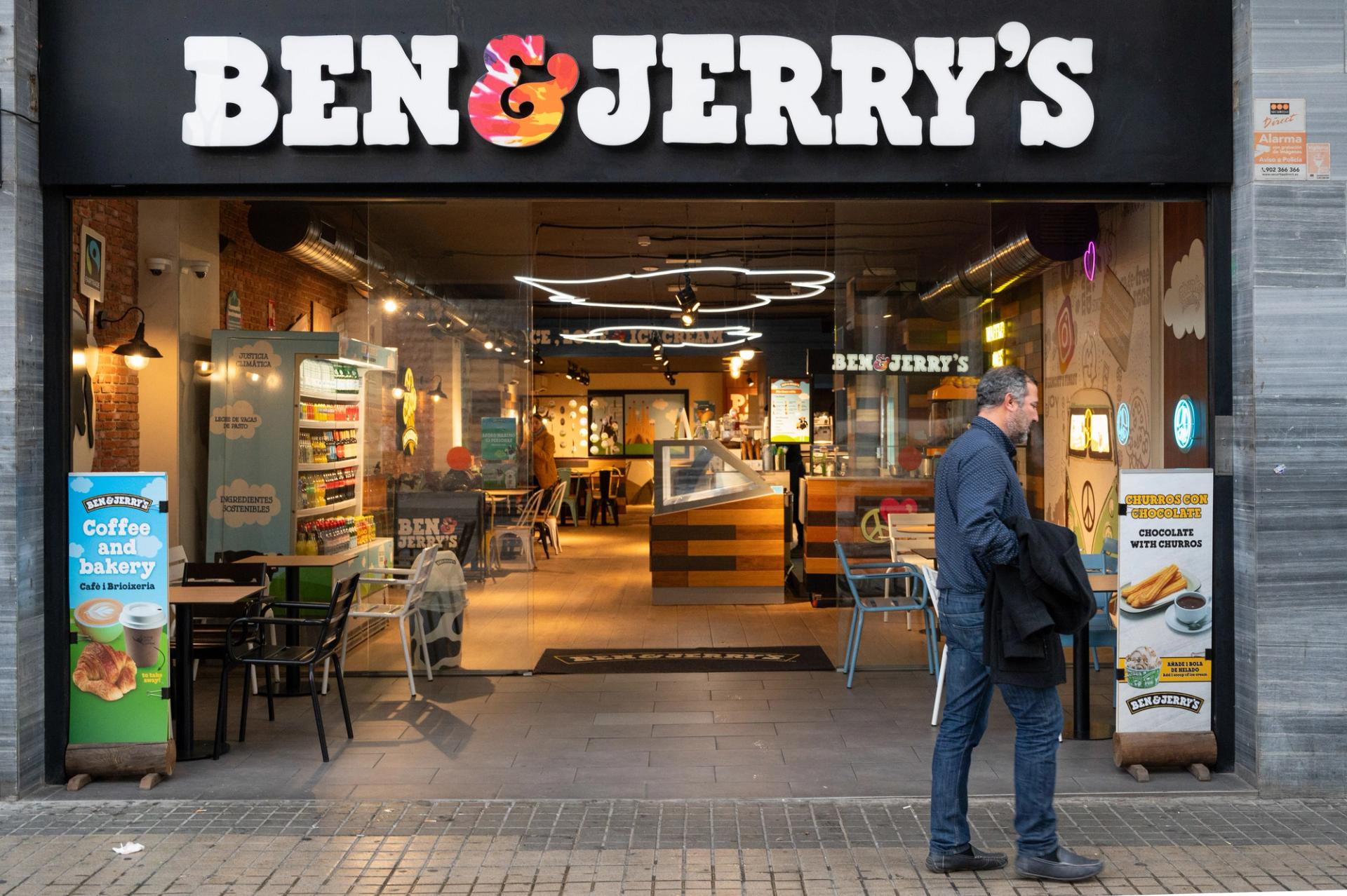 A Ben and Jerry’s storefront.