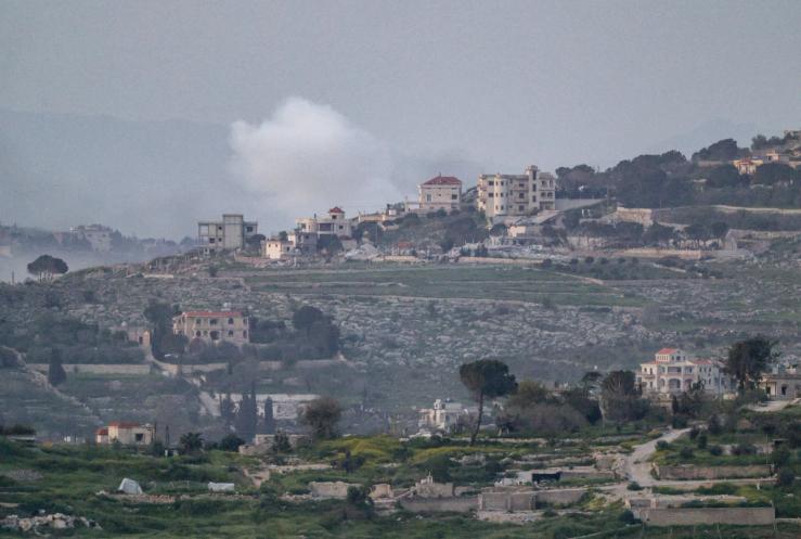 Smoke rises in Lebanon following an explosion.