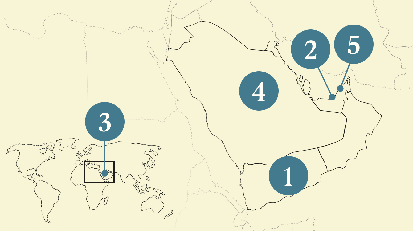 A map of the Gulf region.