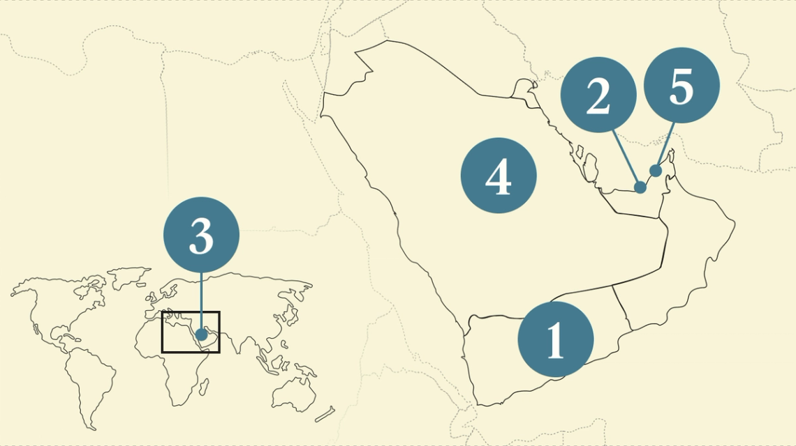 A map of the Gulf region.
