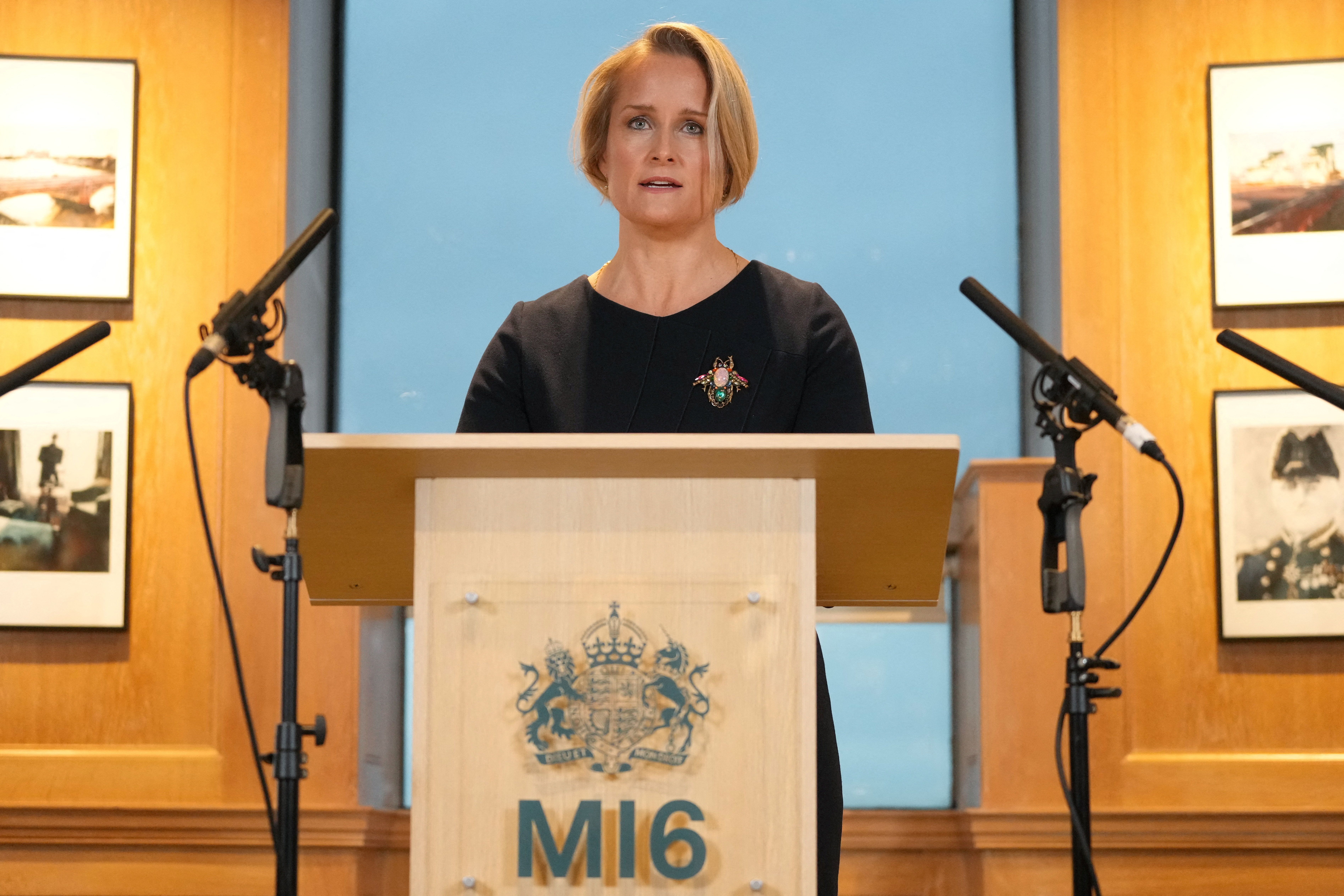 	New head of Britain’s MI6, Blaise Metreweli, makes her first public speech in London.